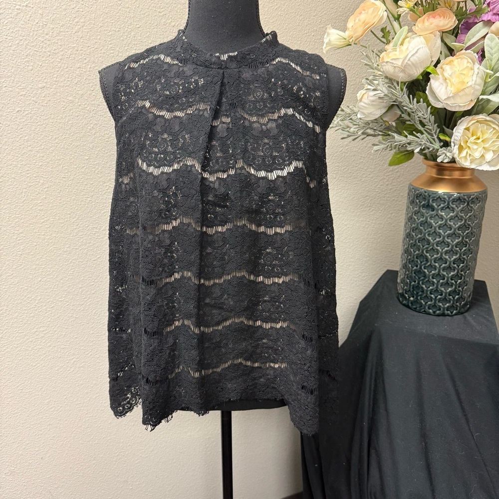 Love Fire Black Lace Sleeveless Blouse High Neck Boho Chic Top 1X